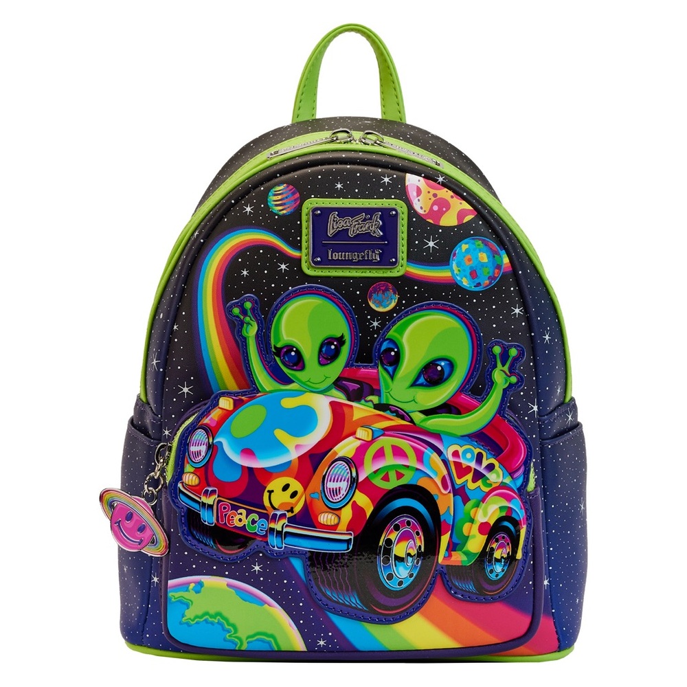 Loungefly Lisa Frank Peace Love & Aliens Glow-In-The-Dark Mini Backpack